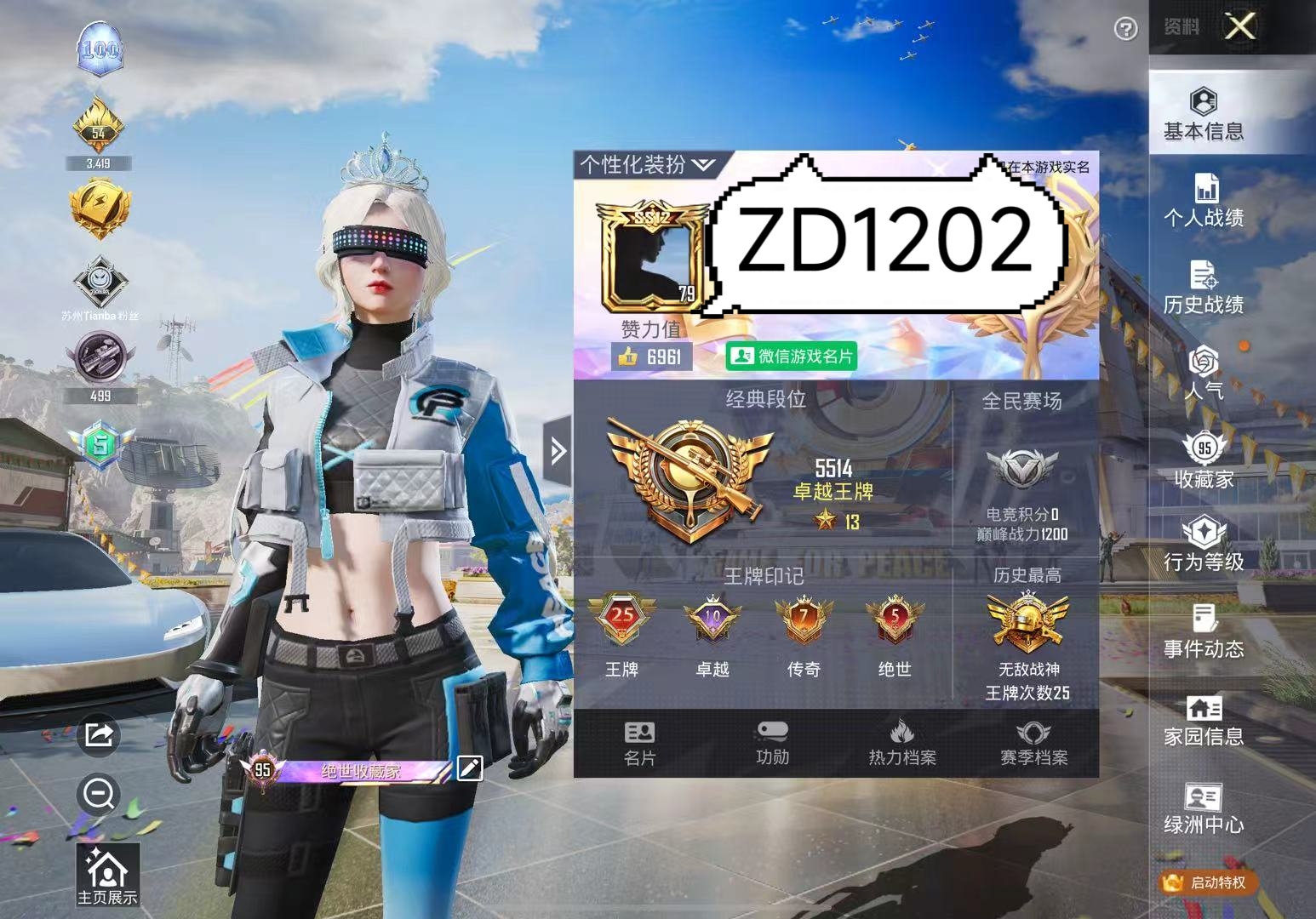 ZD1202苹果V区和平 有二次无冻结，4520💰 45粉21枪7载具1飞机 小丑，雪国，螳螂，放客，梦幻火箭，6把7级枪，铂金特斯拉，萌兔飞机，两个战队服，战神框，5绝世25印记，16万热力值